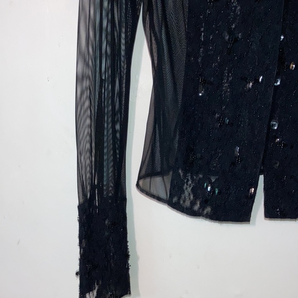 Beautiful black nylon lace blouse, size S - Picture 2 of 3